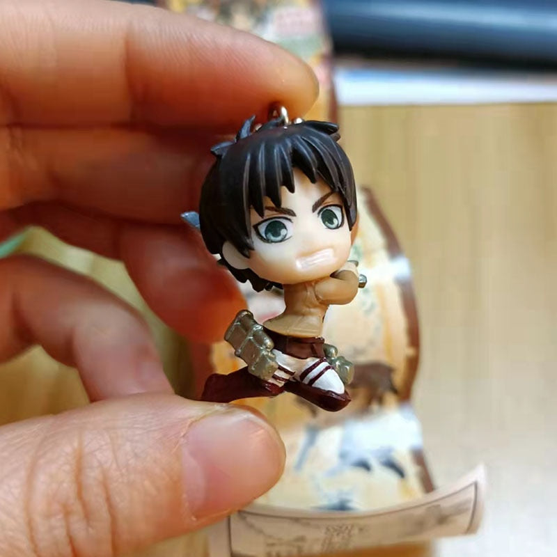 Action no Capsule Attack On Titan Mini Pendants Toys For Children Levi Armin Mikasa Eren The Giant Keyring Toys Collectible Gift