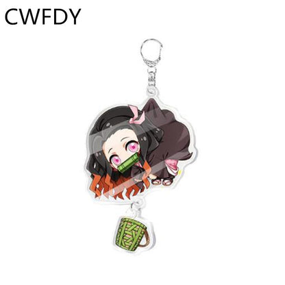 Anime Demon Slayer Kimetsu No Yaiba Keychain Kamado Tanjirou Kamado-Nezuko Tomioka Giyuu Acrylic Key Chain Cute Funny Cartoon