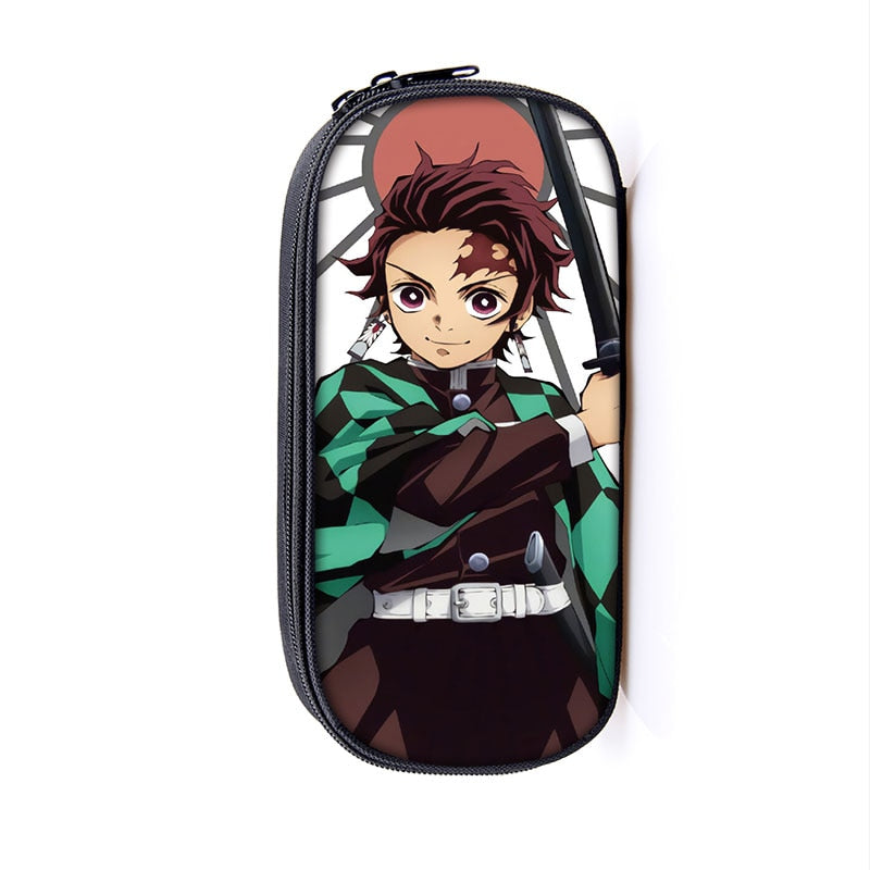 Anime Demon Slayer Kimetsu No Yaiba Canvas Purse Pencil Case Zipper Makeup Bag Pen Stationery Bag catoon Pencil Box