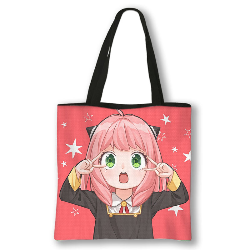 Japanese Anime Spy x Family Print Handbag Women Manga Characters Anya Shopping Bags Harajuku Totes Bag Canvas Shoulder Bags Gift