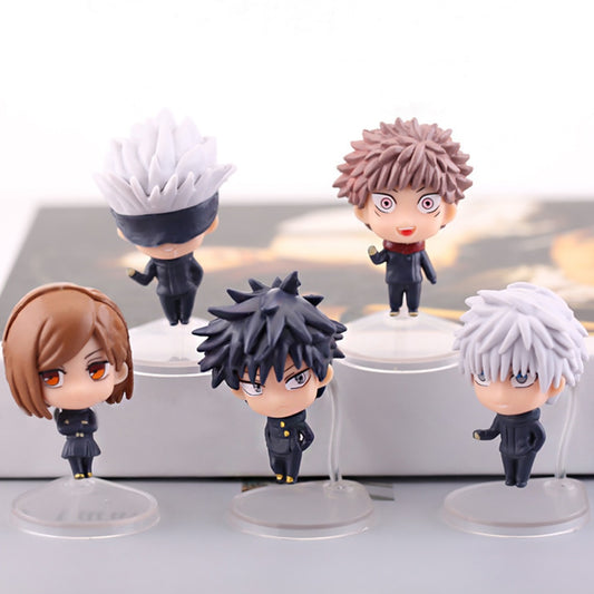 5Pcs Set Anime Jujutsu Kaisen Gojo Satoru Kugisaki Kawaii Figurines Q Version Pvc Action Figure Modle Toys Kids Birthday Gifts