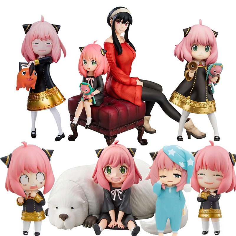 18CM Anya Forger PVC Replaceable Head Mini Spy X Family Figures Loid Forger Yor Forger Figurine Manga Doll Cute Toys