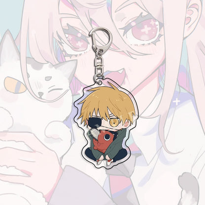 Kawaii Figures Anime Chainsaw Man Keychain Pochita Power Makima Angel Hayakawa Aki Key Ring 6cm Acrylic Charm Key Chain Llaveros