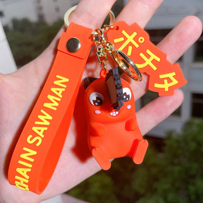 Anime Chainsaw Man Keychain Very Cool Soft Rubber Devil Denji Car Keyring Cute Pochita Toy Key Chain Bag Pendant Key Holder Gift