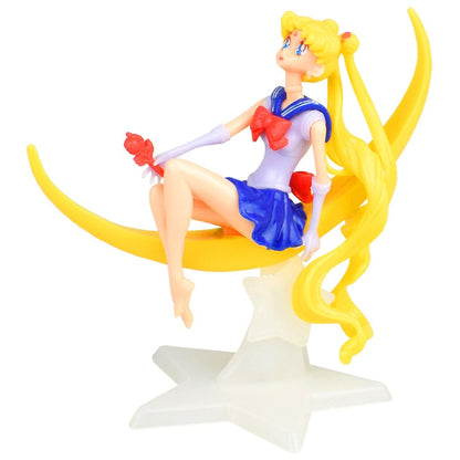 14CM Car Interior Accessories Anime Sailor Moon Beautiful Girl Action Figure Ornament Auto Decoration for Girls TOYS Gifts