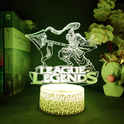 Xin Zhao Champion League of Legends 3D Visual Lamp Gaming Room Desk Backlight Novelty Acrylic Lighting Decoration on the table