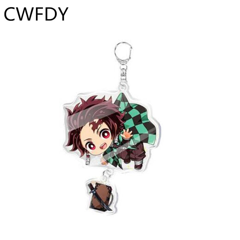 Anime Demon Slayer Kimetsu No Yaiba Keychain Kamado Tanjirou Kamado-Nezuko Tomioka Giyuu Acrylic Key Chain Cute Funny Cartoon