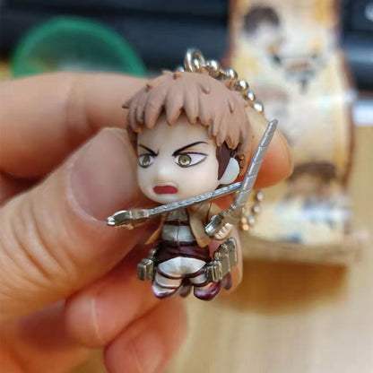 Action no Capsule Attack On Titan Mini Pendants Toys For Children Levi Armin Mikasa Eren The Giant Keyring Toys Collectible Gift