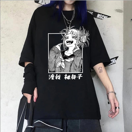 Japanese Anime My Hero Academia T Shirt Women Kawaii Cartoon Himiko Toga Funny Graphic T-shirt Fashion Ullzang Tshirt Female