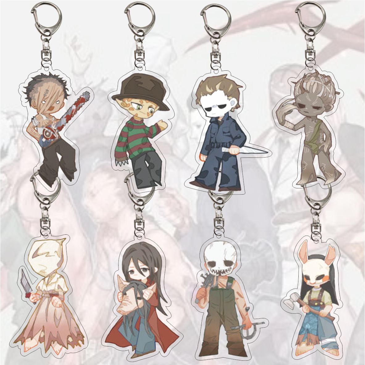 Game Dead by Daylight Gothic Figures Pendant Key Chain The Huntress Trapper Wraith Hillbilly Anime Theme Acrylic Metal Keychain