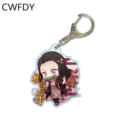 Anime Demon Slayer Kimetsu No Yaiba Keychain Kamado Tanjirou Kamado-Nezuko Tomioka Giyuu Acrylic Key Chain Cute Funny Cartoon