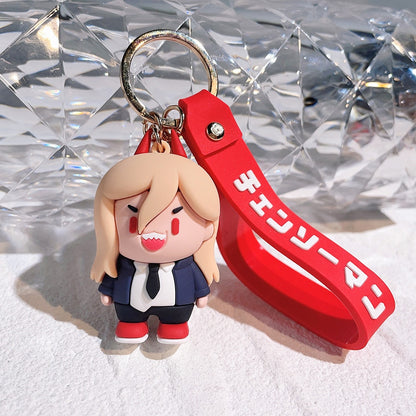 Anime Chainsaw Man Keychain Very Cool Soft Rubber Devil Denji Car Keyring Cute Pochita Toy Key Chain Bag Pendant Key Holder Gift