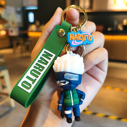 Cartoon Anime Naruto Action Figures Keychains  Sasuke Kakashi Key Pendant Cartoon Bag Pendant Doll Keychain