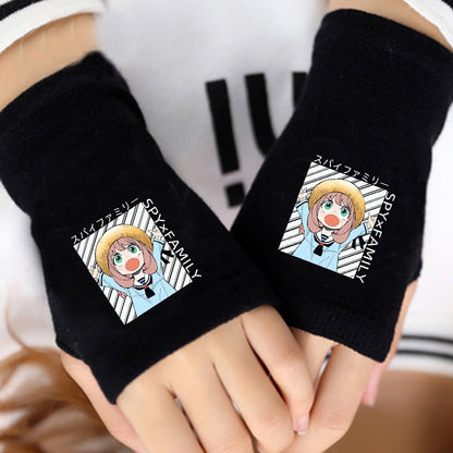 1 Pair Cartoon Anime Spy X Family Cosplay Cotton Wrist Gloves Loid Anya Yor Forger Half Finger Gloves Plush Toys Children Gifts