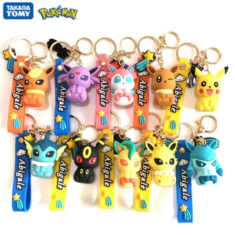 Pokemon Anime Figure Pikachu Keychain Toy Pet Eevee Leafeon Sylveon Flareon Umbreon Vaporeon Espeon Glaceon Jolteon Kids Gifts