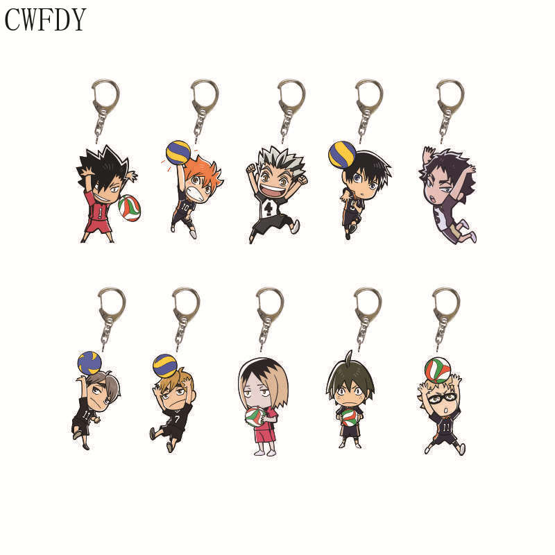 New Anime Volleyball Boy Keychain Cartoon Haikyuu Kageyama Hinata Kenma Kozume Acrylic Figure Key Chain Decor Bag Pendant Gifts