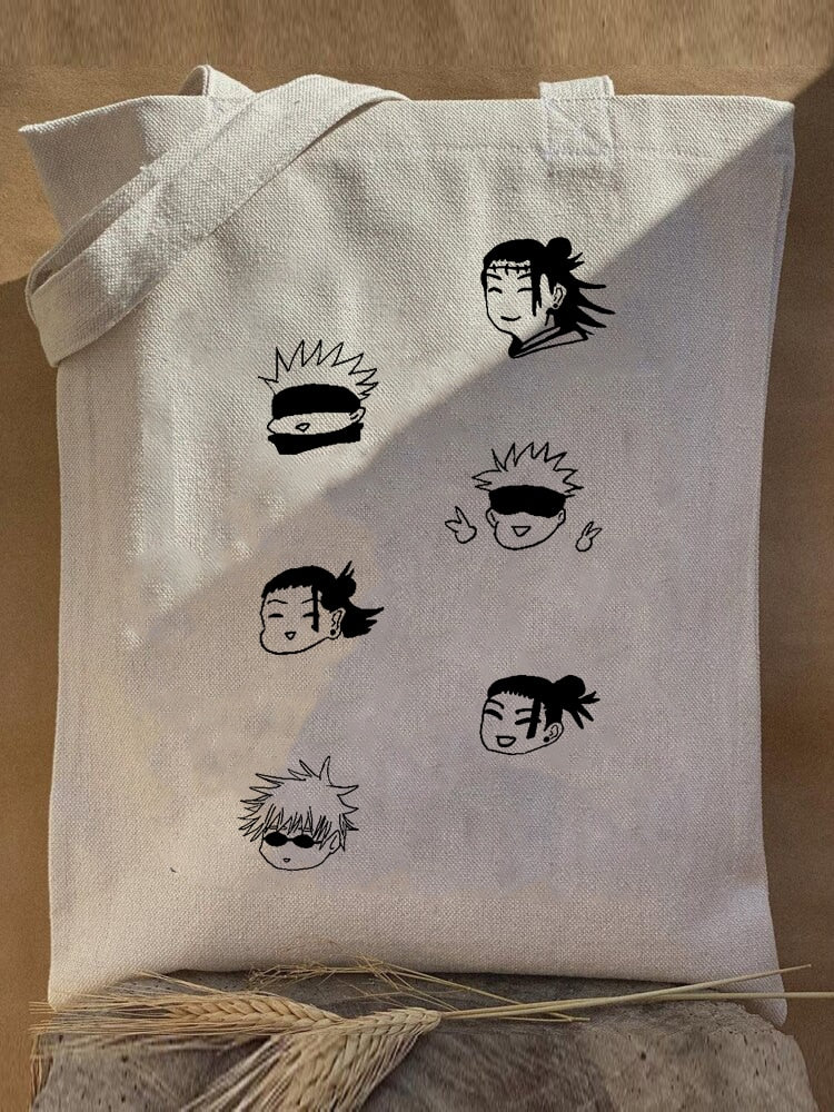 Harajuku Y2k anime Jujutsu Kaisen Women Bags Shopping Bag Canvas Shopper Bag Reusable Tote Bag Handbags Shoulder Bag Collapsible