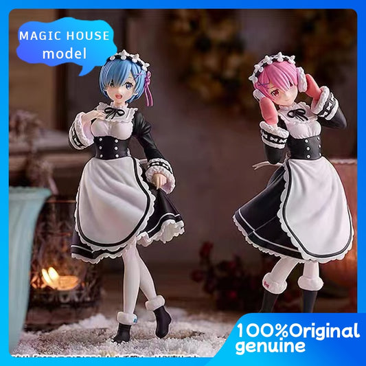 100% Original:GSC Pop Up Parade Re: Zero in a different world from zero Rem Ram 21cm 1/7 PVC Action Figure Anime Toys