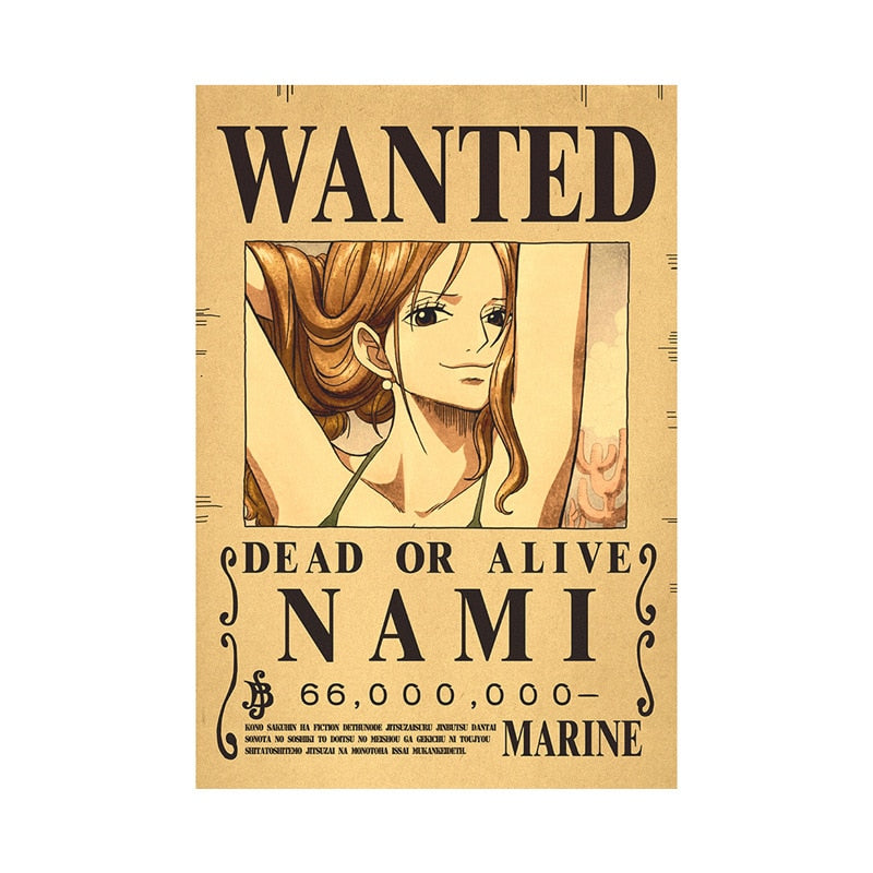 New Anime One Piece Bounty Wanted Posters 4 Emperors Kid Action Figures Vintage Living Room Wall Decoration Stickers Poster Toys