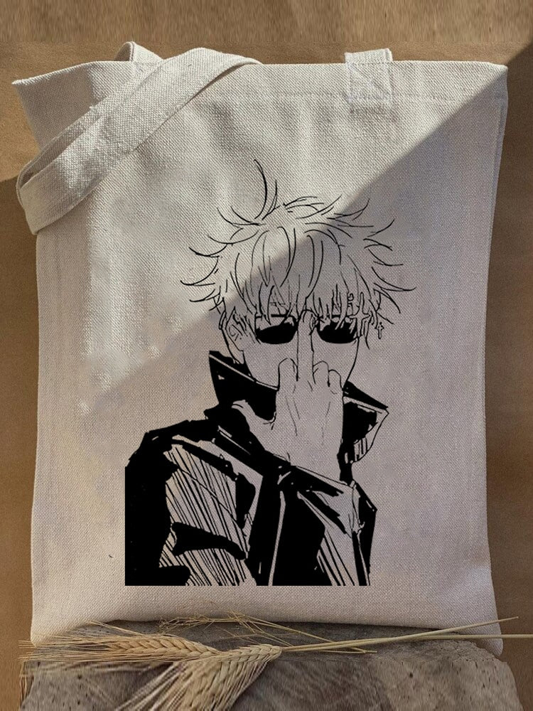 Harajuku Y2k anime Jujutsu Kaisen Women Bags Shopping Bag Canvas Shopper Bag Reusable Tote Bag Handbags Shoulder Bag Collapsible