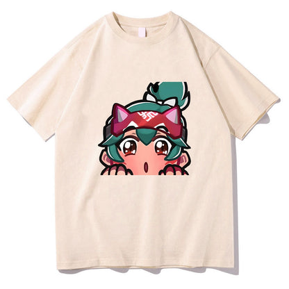 Kiriko Overwatch 2 T-shirts WOMEN 100% Cotton Kawaii/Cute T Shirts Hot Game Tshirts Handsome Short Sleeve Cartoon Fashion O-neck