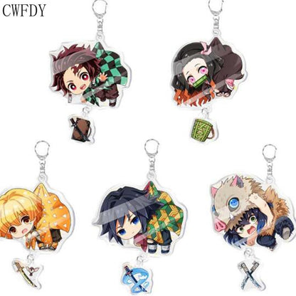 Anime Demon Slayer Kimetsu No Yaiba Keychain Kamado Tanjirou Kamado-Nezuko Tomioka Giyuu Acrylic Key Chain Cute Funny Cartoon