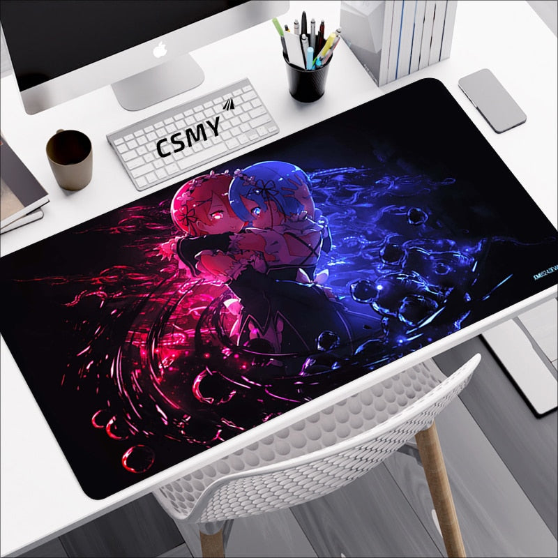 Anime Mouse Pad Gamer Re: Zero Rem Pc Gaming Accessories Rubber Mat Deskmat Mousepad Mats Keyboard Cabinet Mause Laptops Pads Xxl