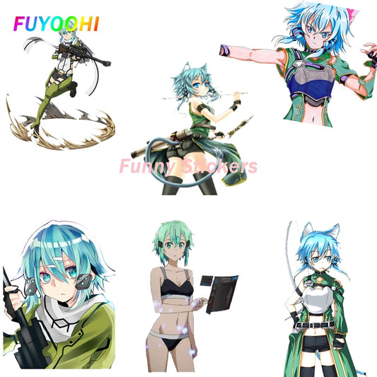 FUYOOHI Play Stickers for Sword Art Online Sexy Green Girl PVC Car Stickers Bumper Scratch-Proof Refrigerator Decal Decoration