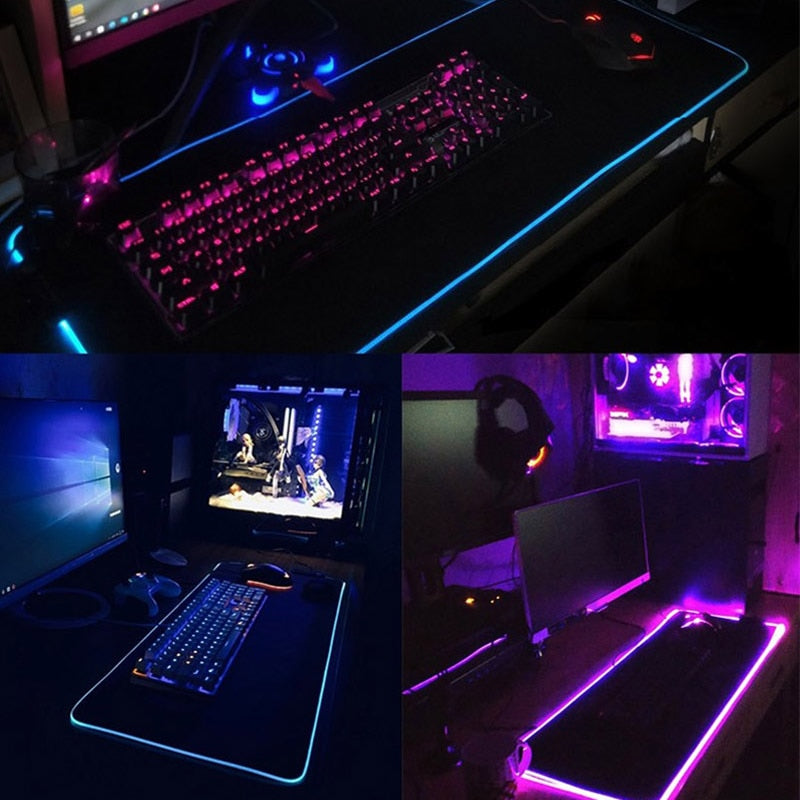 Demon Slayer Mouse Pad Pc Rgb Anime Rug Setup Gamer Accessories Gaming Mats with Backlight Mat Mousepad Speed Led Keyboard Mat