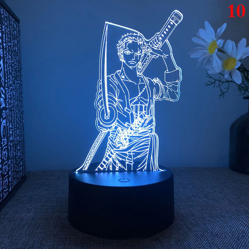 Anime One Pieces Lamp Figure Luffy Sanji Zoro Nami 3D Led Night Light Child Manga Gift Color Changing Action Figure Model Toy