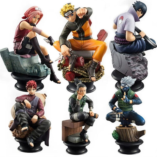 6pcs/set Chess Naruto Sakura Action Figures Uchiha Gaara Kakashi Model PVC Anime Figurines for Decoration Collection Gift Toys