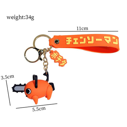 Anime Chainsaw Man Keychain Very Cool Soft Rubber Devil Denji Car Keyring Cute Pochita Toy Key Chain Bag Pendant Key Holder Gift