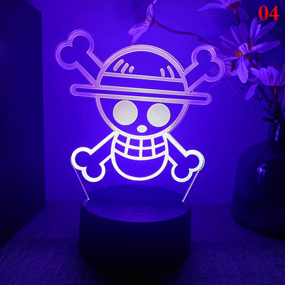 Anime One Pieces Lamp Figure Luffy Sanji Zoro Nami 3D Led Night Light Child Manga Gift Color Changing Action Figure Model Toy