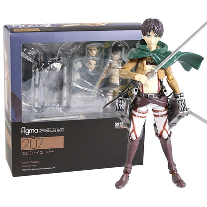 Figma Attack on Titan Eren Jaeger / Mikasa Ackerman / Levi Ackerman / PVC Action Figure Model Toy Figuirne