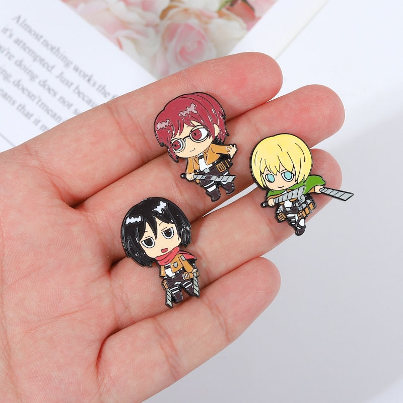 4-5pcs/Set Anime Pins Suit Enamel Pin JOJO's Bizarre Adventure Attack on Titan Jujutsu Kaisen Brooches Gift Friend Wholesale