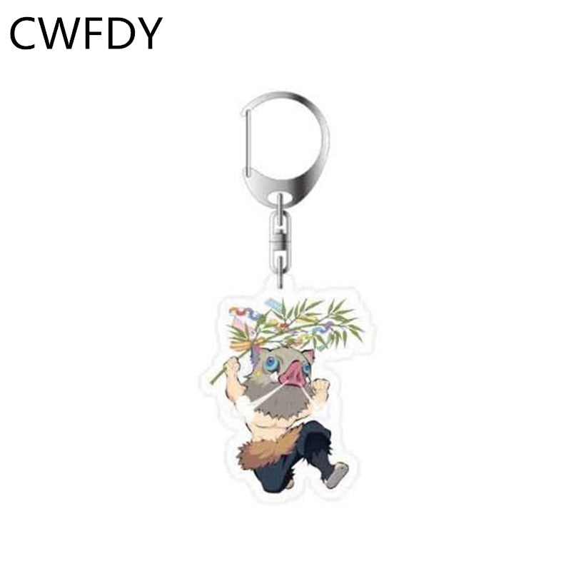 Anime Demon Slayer Kimetsu No Yaiba Keychain Kamado Tanjirou Kamado-Nezuko Tomioka Giyuu Acrylic Key Chain Cute Funny Cartoon