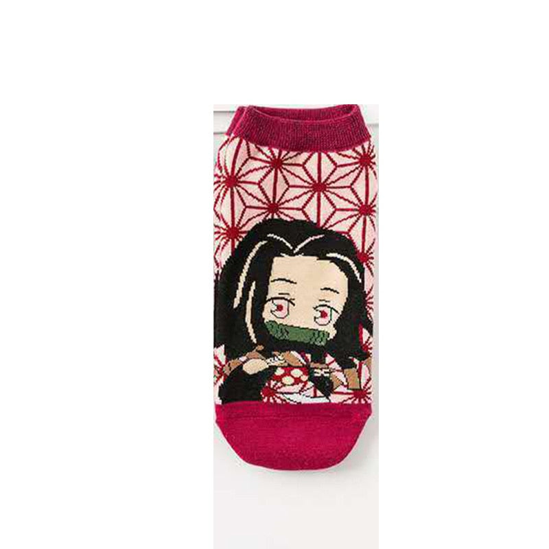 Demon Slayer Sock Short Socks Cosplay Prop Cartoons Anime Kimetsu No Yaiba Kamado Tanjirou Kamado Nezuko Cotton Socks Halloween