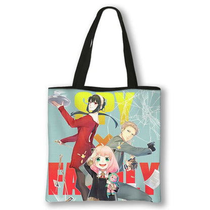 Japanese Anime Spy x Family Print Handbag Women Manga Characters Anya Shopping Bags Harajuku Totes Bag Canvas Shoulder Bags Gift