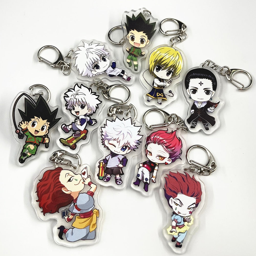 Anime Hunter x Hunter Hisoka Kurapika Killua Zoldyck Key Chain Pendant Cosplay Two-sided Acrylic Keychain Keyring Prop