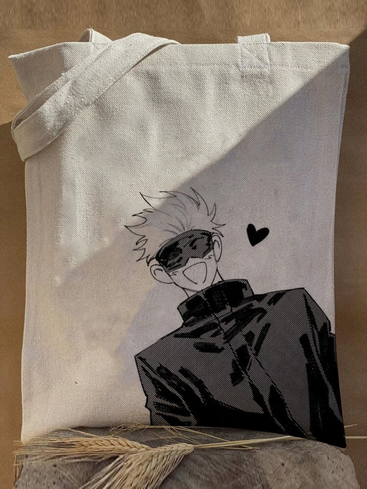 Harajuku Y2k anime Jujutsu Kaisen Women Bags Shopping Bag Canvas Shopper Bag Reusable Tote Bag Handbags Shoulder Bag Collapsible