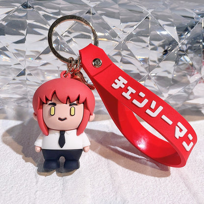 Anime Chainsaw Man Keychain Very Cool Soft Rubber Devil Denji Car Keyring Cute Pochita Toy Key Chain Bag Pendant Key Holder Gift