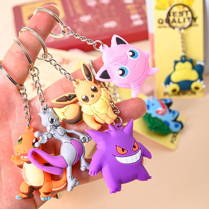 38style Pokemon Anime Action Figures Pikachu Alloy Silicone Keychain Accessories Pendant Bag Key Ring Pendant Birthday Gifts