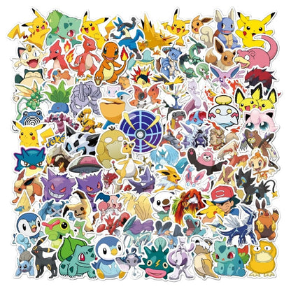 50/100PCS Pokemon Stickers Kids Stickers for Laptop Cute Anime Children's Pack Waterproof Cool Funny Suitcase Skateboard Classic