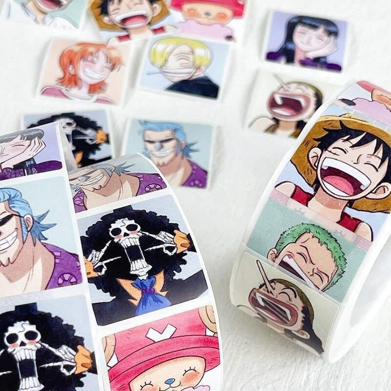 500pcs One Piece Tape Stickers Whole Volume Anime Cartoon Creative Decorative Sealing Stickers Card Wall Stickers Roll Stickers