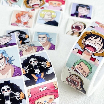 500pcs One Piece Tape Stickers Whole Volume Anime Cartoon Creative Decorative Sealing Stickers Card Wall Stickers Roll Stickers