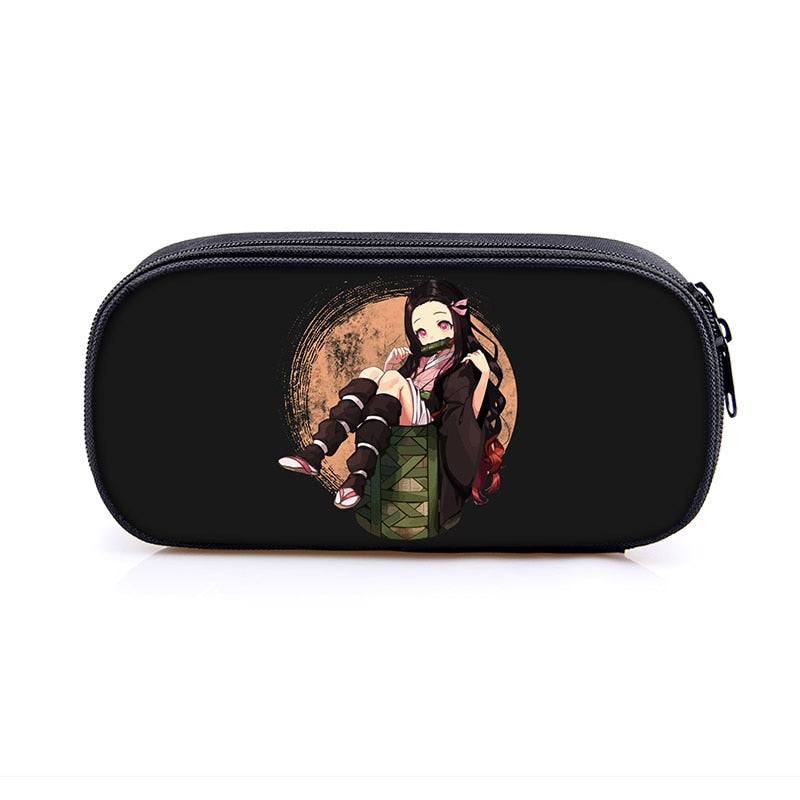 Anime Demon Slayer Kimetsu No Yaiba Canvas Purse Pencil Case Zipper Makeup Bag Pen Stationery Bag catoon Pencil Box