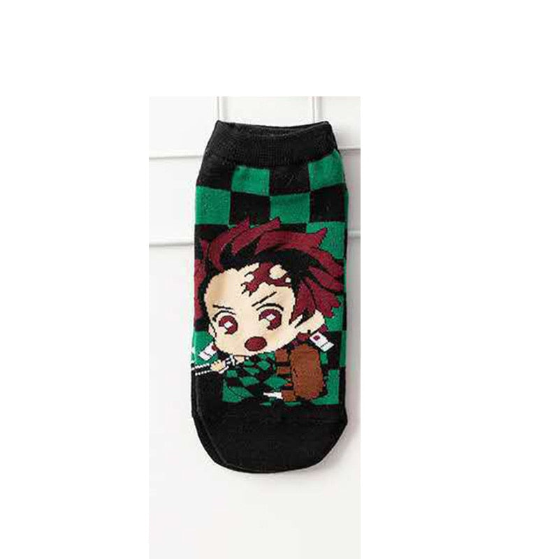 Demon Slayer Sock Short Socks Cosplay Prop Cartoons Anime Kimetsu No Yaiba Kamado Tanjirou Kamado Nezuko Cotton Socks Halloween