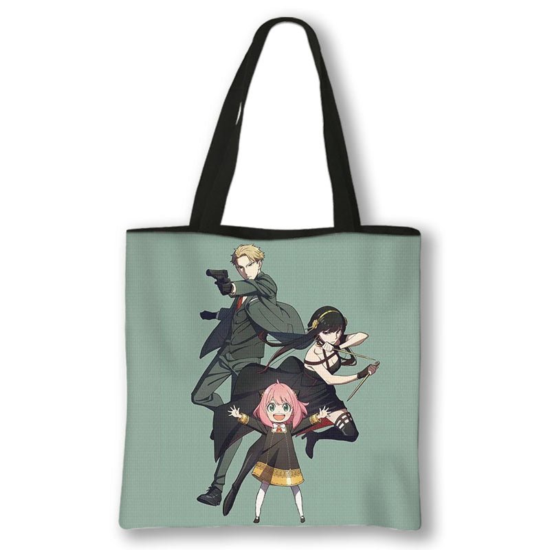 Japanese Anime Spy x Family Print Handbag Women Manga Characters Anya Shopping Bags Harajuku Totes Bag Canvas Shoulder Bags Gift