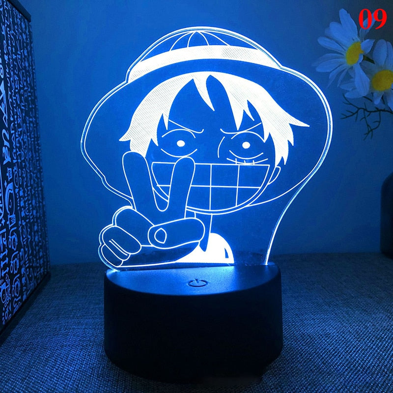 Anime One Pieces Lamp Figure Luffy Sanji Zoro Nami 3D Led Night Light Child Manga Gift Color Changing Action Figure Model Toy