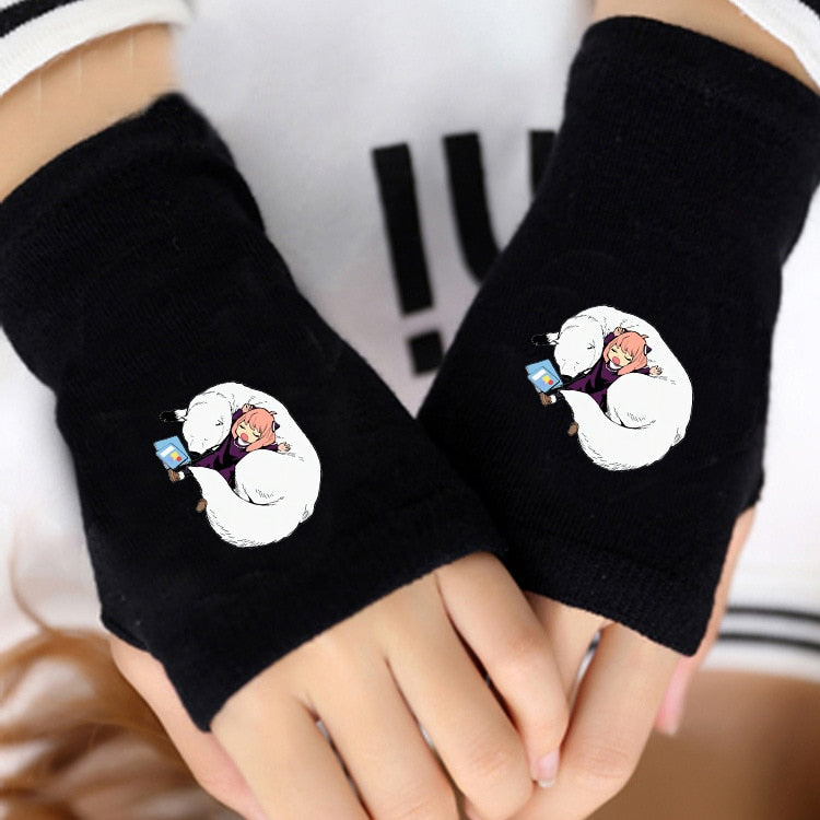 1 Pair Cartoon Anime Spy X Family Cosplay Cotton Wrist Gloves Loid Anya Yor Forger Half Finger Gloves Plush Toys Children Gifts